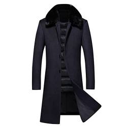 Winter Lange Stil Wolle Trenchcoat Herren Weiße Ente Unten Wolle Jacken Verdickten Mantel, Schwarz , XL von Sanykongy