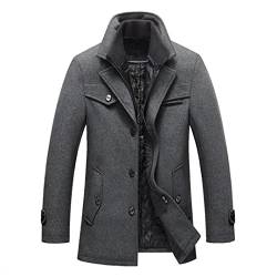 Winter Wollmantel Slim Fit Jacken Herren warme Oberbekleidung Jacke und Mantel Erbsenmantel, grau, M von Sanykongy
