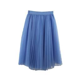 4 Schichten Tüllröcke Damen Tüllrock Elastischer Faltenrock Mit Hoher Taille Blue One Size von SaoBiiu
