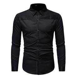 Herren Slim Fit Hemden Langarm Smokinghemd Mode Business Arbeit Formelle Hemden Black XL von SaoBiiu