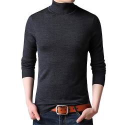 Rollkragenpullover Für Herren 100% Wolle Gestrickt Lässiger Langarmpullover Reine Wolle Slim Fit Pullover Strickwaren Dark gray9 M von SaoBiiu