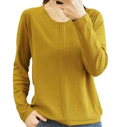 SaoBiiu Frühlings-Baumwollhemd Damen O-Ausschnitt Langarm Pullover Lose Casual Einfarbig Basic Strickpullover von SaoBiiu