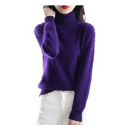 SaoBiiu Herbst Winter Gestrickte Damen Rollkragenpullover Reine Kaschmir Pullover Violet L von SaoBiiu