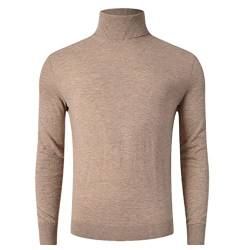 SaoBiiu Leichter Rollkragenpullover Aus Merino Wolle Für Herren Warmer Dicker Winterpullover Brown 4XL von SaoBiiu