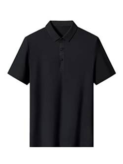 Sommer Herren Kurzarm Poloshirts Tees Atmungsaktiv Schnell Trocknen Golf Polo Shirts Herren T-Shirt Plus Size, Schwarz , 58 von SaoBiiu
