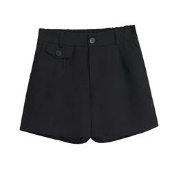 Sommer High Waist Casual Shorts für Frauen Mode Elastische Taille Basic Lose Kurze Hosen, Schwarz , S von SaoBiiu