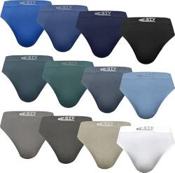 SaoTi 12 Slim Fit Boxershorts für Herren, nahtlos, weich und bequem, bunt, modern, Pack 12 Slip Basic, XXXL von SaoTi