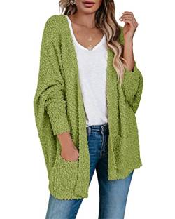 Saodimallsu Damen Popcorn Strickjacke Oversized Offene Front Boyfriend Fledermaus Langarm Fuzzy Knit Pullover von Saodimallsu