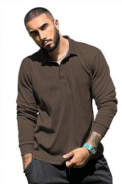 Saodimallsu Langarmshirts für Herren Schlanke Passform Geripptes Hemd Lightweight Freizeithemden Basic Henley Shirt Teal Groß von Saodimallsu