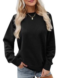 Saodimallsu Sweatshirts für Damen Oversized Langärmelig Lockere Passform Pullover Einfarbig Herbst Winter Frauen T-Shirt Schwarz Klein von Saodimallsu