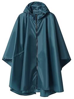 Regen Poncho Jacke Mantel für Erwachsene mit Kapuze wasserdicht mit Reißverschluss im Freien, Navy von SaphiRose PONCHO