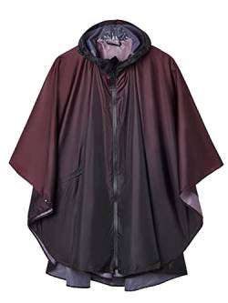 Regenponcho Damen Herren Wasserdichte, Regencape mit Kapuze Reißverschluss, Regenmantel Damen Wiederverwendbar, Regenponcho Fahrrad Wandern, Regenjacke Damen Leicht Farbverlauf Dunkelviolett von SaphiRose PONCHO