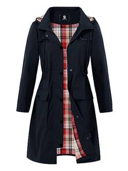 SaphiRose PONCHO Damen Regenjacke Windbreaker Wasserdicht Kapuze Übergangsjacke mit Atmungsaktiv Futter für Frühling Sommer und Herbst Navy(Wasserdichte Stoff) XXL von SaphiRose PONCHO