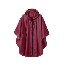 SaphiRose Regenponcho mit Kapuze für Erwachsene, Regenmantel mit Taschen, Burgunder, Einheitsgröße von SaphiRose