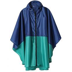 SaphiRose Regenponcho mit Kapuze für Erwachsene, Regenmantel mit Taschen, Grün/Blau, Einheitsgröße von SaphiRose