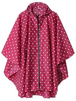 SaphiRose Regenponcho mit Kapuze für Erwachsene, Regenmantel mit Taschen, Pink Point, Einheitsgröße von SaphiRose