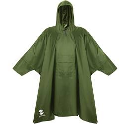 Unisex Regenponcho Wasserdicht Regenmantel Jacke für Erwachsene Männer Frauen, Grün , Einheitsgröße von SaphiRose