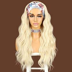 Sapphirewigs Body Wave Stirnband Perücke synthetische lange wellige Perücke für Frauen kleberlose blonde Perücken natürlich aussehen 150% Dichte 26inch von Sapphirewigs