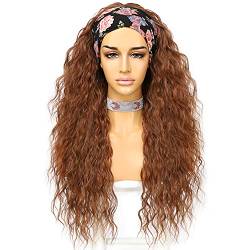 Sapphirewigs Lockige Stirnband Perücke braun lange synthetische Perücke lose Wasser Welle Stirnband Perücken für Frauen Kleberlos 150% Dichte 26inch von Sapphirewigs