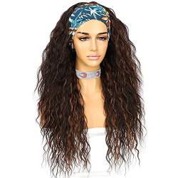 Sapphirewigs Lockige Stirnband Perücke lange braun synthetische Perücke lose Wasser Welle Stirnband Perücken für Frauen Kleberlos 150% Dichte 26inch von Sapphirewigs