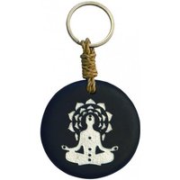 Saraswati Schlüsselanhänger Schlüsselanhänger "Chakra Buddha" Stein schwarz/silber 9cm von Saraswati