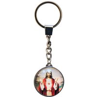 Saraswati Schlüsselanhänger Schlüsselanhänger "Jesus" Glas bunt 3cm von Saraswati