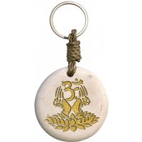 Saraswati Schlüsselanhänger Schlüsselanhänger "Om Lotus" Stein weiss/gold 9cm von Saraswati