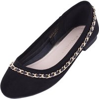 Sarcia.eu Schwarze Ballerinas aus Wildleder mit goldener Kette 37 EU / 4 UK Ballerina von Sarcia.eu