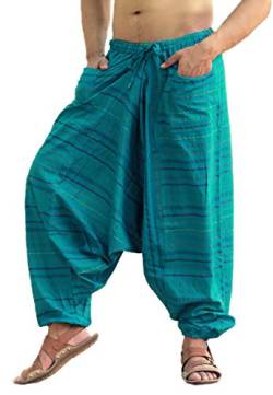 SARJANA HANDICRAFTS Herren Baumwolle Harem Genie Dance Yoga Alibaba Hippie Hose, türkis, Einheitsgröße von Sarjana Handicrafts