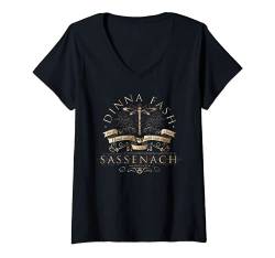 Damen Dinna Fash Sassenach Beige Schottisches Geschenk T-Shirt mit V-Ausschnitt von Sassenach Gifts & Apparel