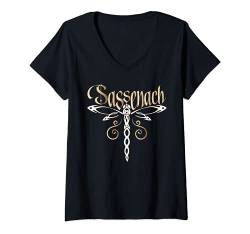 Damen Sassenach Libelle | Beige | Schottisches Geschenk T-Shirt mit V-Ausschnitt von Sassenach Gifts & Apparel