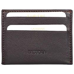 Sassora Kreditkartenetui aus echtem Leder, RFID-geschützt, Braun, S, Klassisch von Sassora