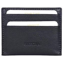 Sassora Kreditkartenetui aus echtem Leder, RFID-geschützt, Schwarz, S, Klassisch von Sassora