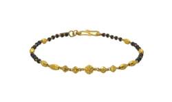 Satfale Jewellers Armband für Damen und Mädchen, 22 Karat reines feines Gelbgold, zertifizierte schwarze Perlen, Design, Gelbgold, Kein Edelstein von Satfale Jewellers