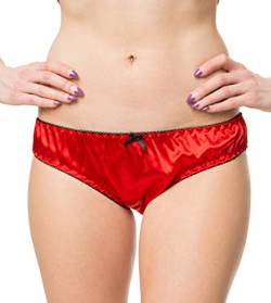 Damen Sexy Dessous Satin Rüschen Bikini Höschen Schlüpfer (Rot, XL) von Satini