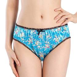 Frauen Dessous Satin Floral Bikini Höschen Schlüpfer (Türkis, M) von Satini