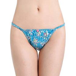 Satin Floral Tanga Bikini Slip Unterwäsche Höschen (Türkis, S) von Satini