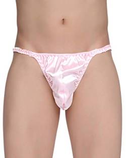 Satin Herren Tanga Bikini Slip Unterwäsche Höschen (Babyrosa, XL) von Satini