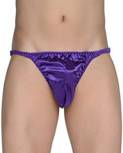 Satin Herren Tanga Bikini Slip Unterwäsche Höschen (Indigo, XL) von Satini