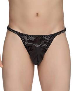 Satin Herren Tanga Bikini Slip Unterwäsche Höschen (Schwarz, L) von Satini