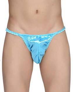 Satin Herren Tanga Bikini Slip Unterwäsche Höschen (Türkis, L) von Satini