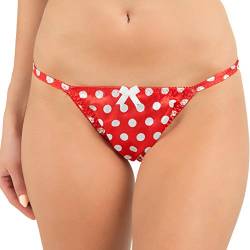 Satin Polka-Dots Tanga Bikini Briefs Unterwäsche Höschen (Rot, M) von Satini