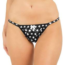 Satin Polka-Dots Tanga Bikini Briefs Unterwäsche Höschen (Schwarz, S) von Satini