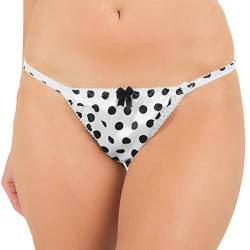 Satin Polka-Dots Tanga Bikini Briefs Unterwäsche Höschen (Weiß, L) von Satini