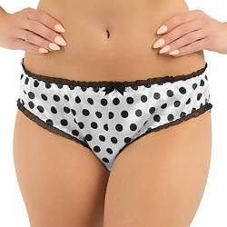 Satin Polka-Dots Tanga Bikini Briefs Unterwäsche Höschen (Weiß, S) von Satini