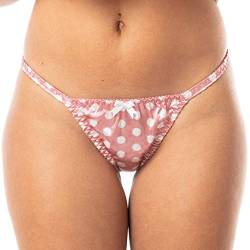 Satin Polka-Dots Tanga Bikini Briefs Unterwäsche Höschen (Zartrosa, XL) von Satini