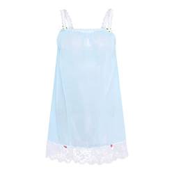 Satini Dessous Durchsichtiges Sissy Babydoll-Stil Rüschen Rüschen Spitze Unterkleid Nachtwäsche (Baby blau - Weiß, XXL) von Satini