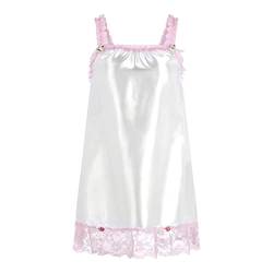 Satini Dessous Satin Sissy Babydoll-Stil Rüschen Rüschen Spitze Unterkleid Nachtwäsche (Weiß, M) von Satini