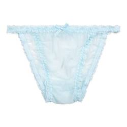 Satini Durchsichtiges Gerüschte Spitze Sissy Tanga Boy-Shorts Slips Bikini Höschen Unterwäsche (Baby blau, L) von Satini