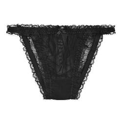 Satini Durchsichtiges Gerüschte Spitze Sissy Tanga Boy-Shorts Slips Bikini Höschen Unterwäsche (Schwarz, L) von Satini